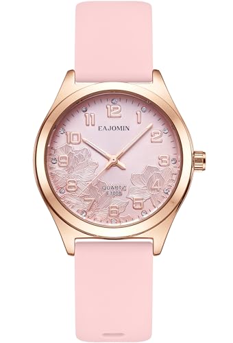 Women's Waterproof Quartz Analog Watch, Easy Read Dial, Rubber Silicone Band