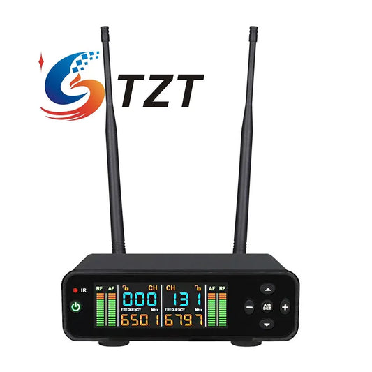 TZT J163 Professional UHF 600-699MHz Wireless Microphone System with Charging Stand for Karaoke Stage Performance