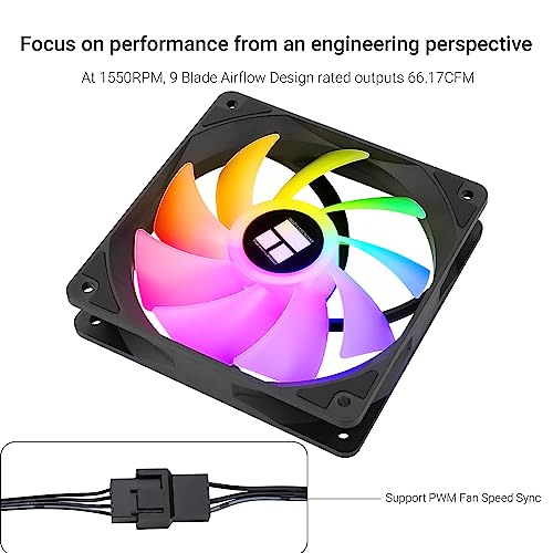 Thermalright TL-C12C-S X3 CPU Fan 120mm ARGB Case Cooler Fan, 4pin PWM Silent Computer with S-FDB Bearing Included, up to 1550RPM Cooling Fan(3 Quantities)