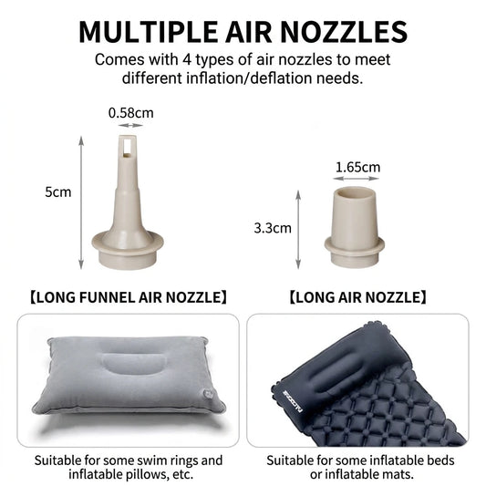 Mini Electric Inflatable Pump 3-in-1 with Lights Wireless Air Compressor for Inflate & Deflate Camping Hiking Equipment