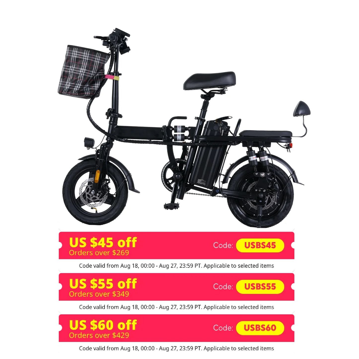 GLEERIDE A9 14" Mini Folding Electric Bike 500W Motor 48V 15Ah Battery