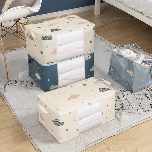Large Capacity Clothes Storage Bag Organizer With Reinforced Handle Suitable For Blankets Bedding Foldable With Sturdy Zipper
