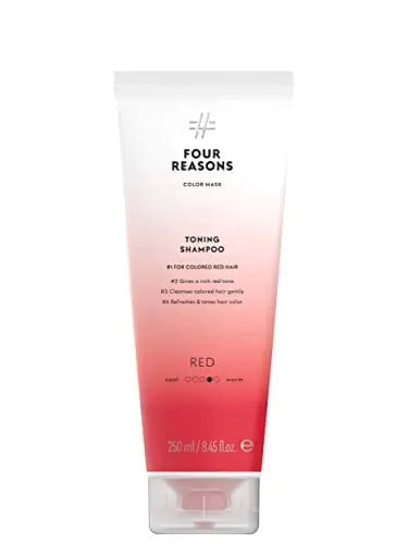 FOUR REASONS Hair Color Shampoo (8 Colors) - Sulfate Free Red Hair Toner - Color Depositing Shampoo for Color Treated Hair Vegan 8.45 Fl Oz (Red)