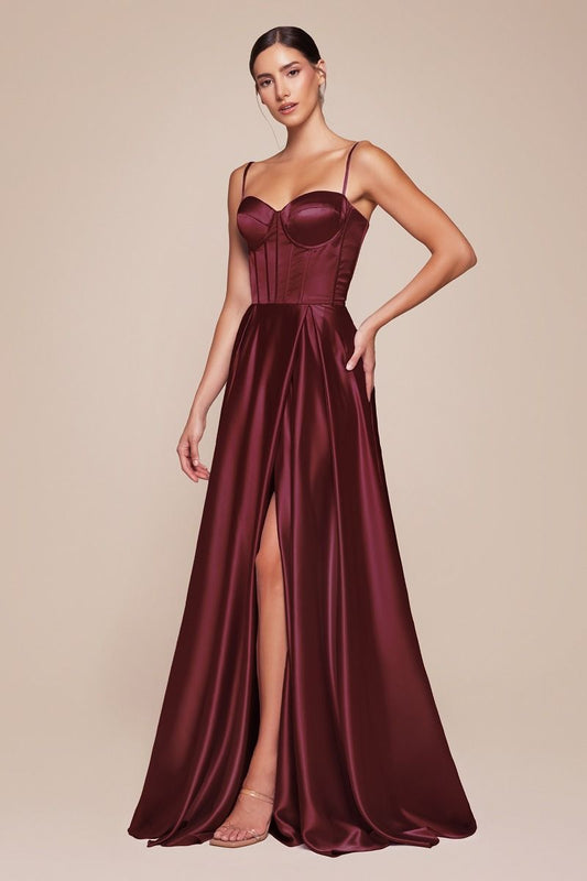 Chic Polished A-Line Satin Bustier Gown for Special Occasion CDCD337