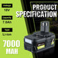 VANON 2Pack 7.0Ah P108 Li-on Replace for ryobi 18v P102 P103 P107 P109 Battery Pin Compatible with 18V Cordless Power Tools