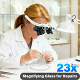 Hot sell 2XLED Watch Jeweler Repair Magnifier Head-Mounted Headband Adjustable Magnifying Head Eye Glasses Loupe Lens 8X 15X