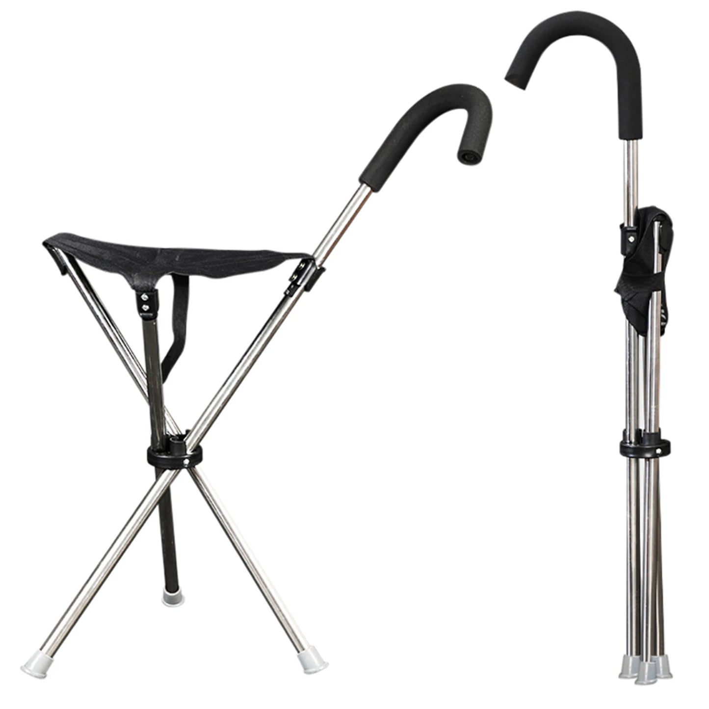 2-in-1 Folding Cane and Chair Foldable Travel Cane, Suitable for Hiking, Camping, Outdoor Activities