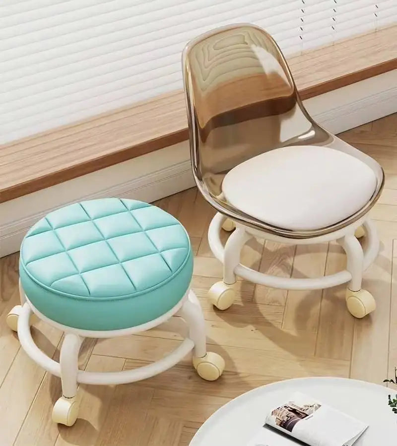 Pulley, Low Stool, Universal Wheel, Small Stool, Seat with Wheels, CHILDREN'S Multi-functional Shoe Changing Stool, round Stool