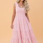 Shirred Pleated Square Neck Sleeveless Midi Dress