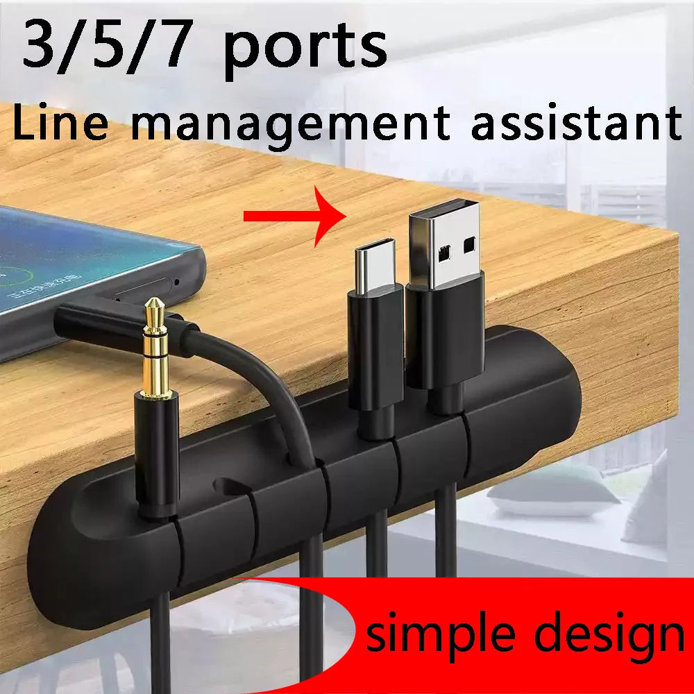 1pc Self-Adhesive Cable Organizer for Easy Wire and Data Cable Management - 7 Hole Black Wire Clips and Network Cable Clamps