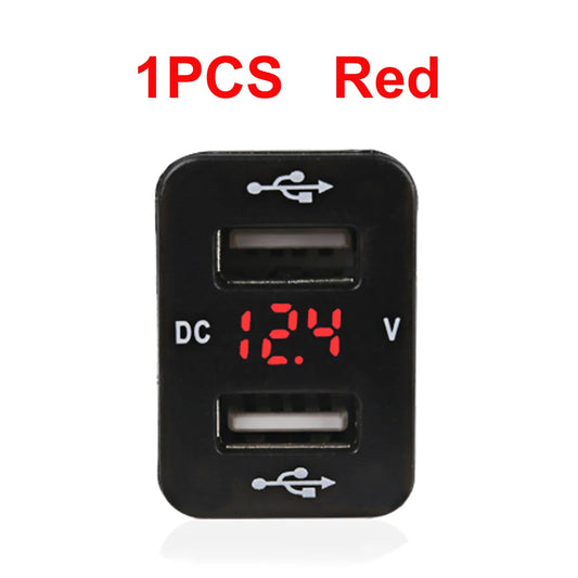 12V-24V Car Charger Socket 4.2A Dual USB Ports with Voltage Display Power Socket Charger for Toyota Auto Accessories with Line
