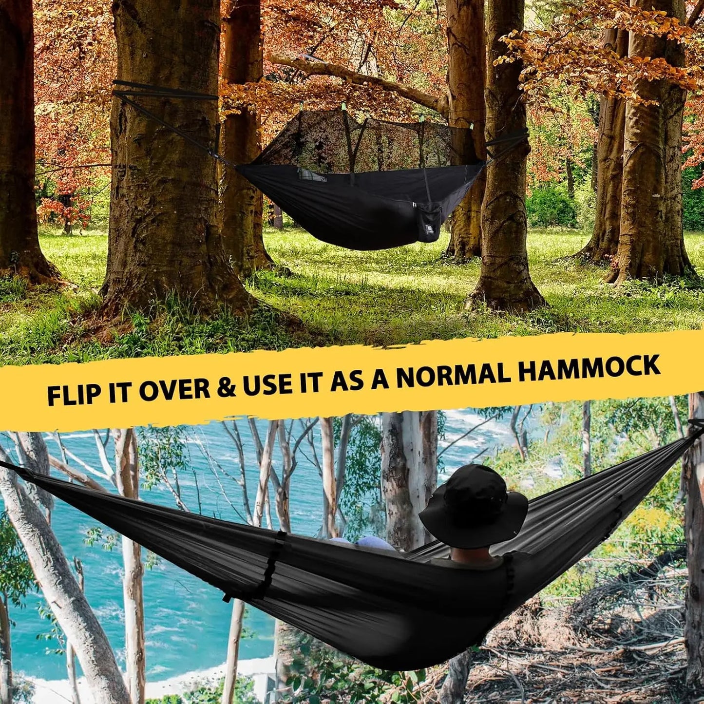 Lightweight Camping hammock with mosquito net Comfortable for Outdoor  Durable breathable 210T parachute nylon material Hammocks