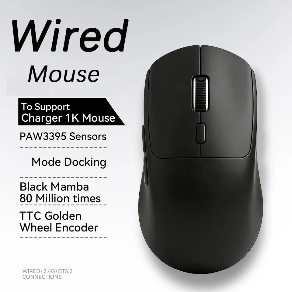 2026 Wireless Gaming Mouse - Tri-Mode (2.4GHz/Wired/Bluetooth) PAW3311 Sensor RGB PC Gam Mouse Connection Magnetic Charging Dock