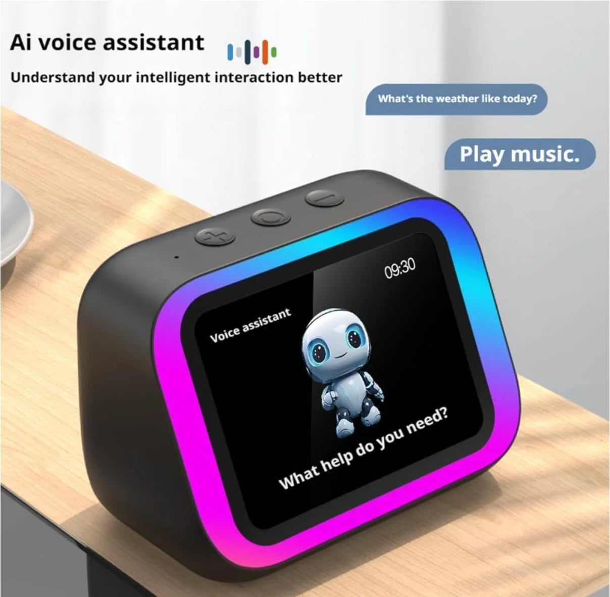 AI Smart Bluetooth 5.4 Speaker Voice assistant HDTouch Screen Display Electronic Album Alarm Clock Hi-fi Stereo Sound