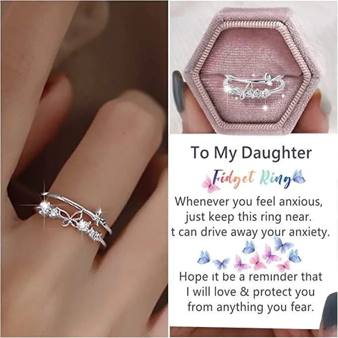 Women's Fashion Double Layer Butterfly Diamond Ring Set