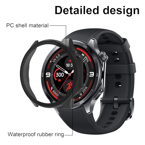 for Oneplus Watch 3 Screen Protector case, Rigid PC Shell Membrane in one Piece, Scratch-Proof and Shock-Proof,Ultra-Thin-Clear and Black
