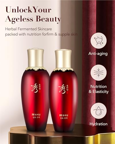 Sooryehan Ginseng Skincare Set - Hyobidam Korean Skin Care Set, Premium Gift Set for Intense Hydration, Firm Skin, Wild Ginseng, 13.53 fl oz