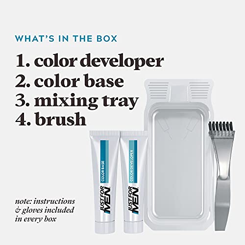 Just For Men Mustache & Beard, Beard Coloring for Gray Hair with Brush, with Keratin Biotin Aloe and Coconut Oil for Healthy Facial Hair - Medium Brown, M-35, Pack of 1 (Packaging May Vary)