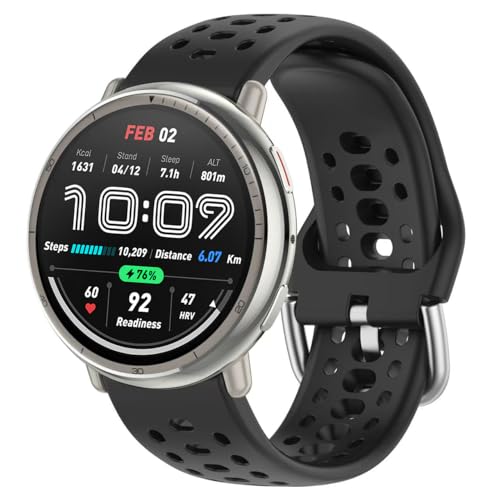Watch Bands Compatible with Amazfit Active 2/ Active, 20mm Soft Silicone Breathable Replacement Strap for Amazfit GTS 4/4 Mini / 3 / 3e/ 2 Mini / 2e/ 2 Women Men