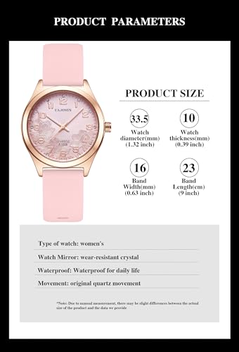 Women's Waterproof Quartz Analog Watch, Easy Read Dial, Rubber Silicone Band