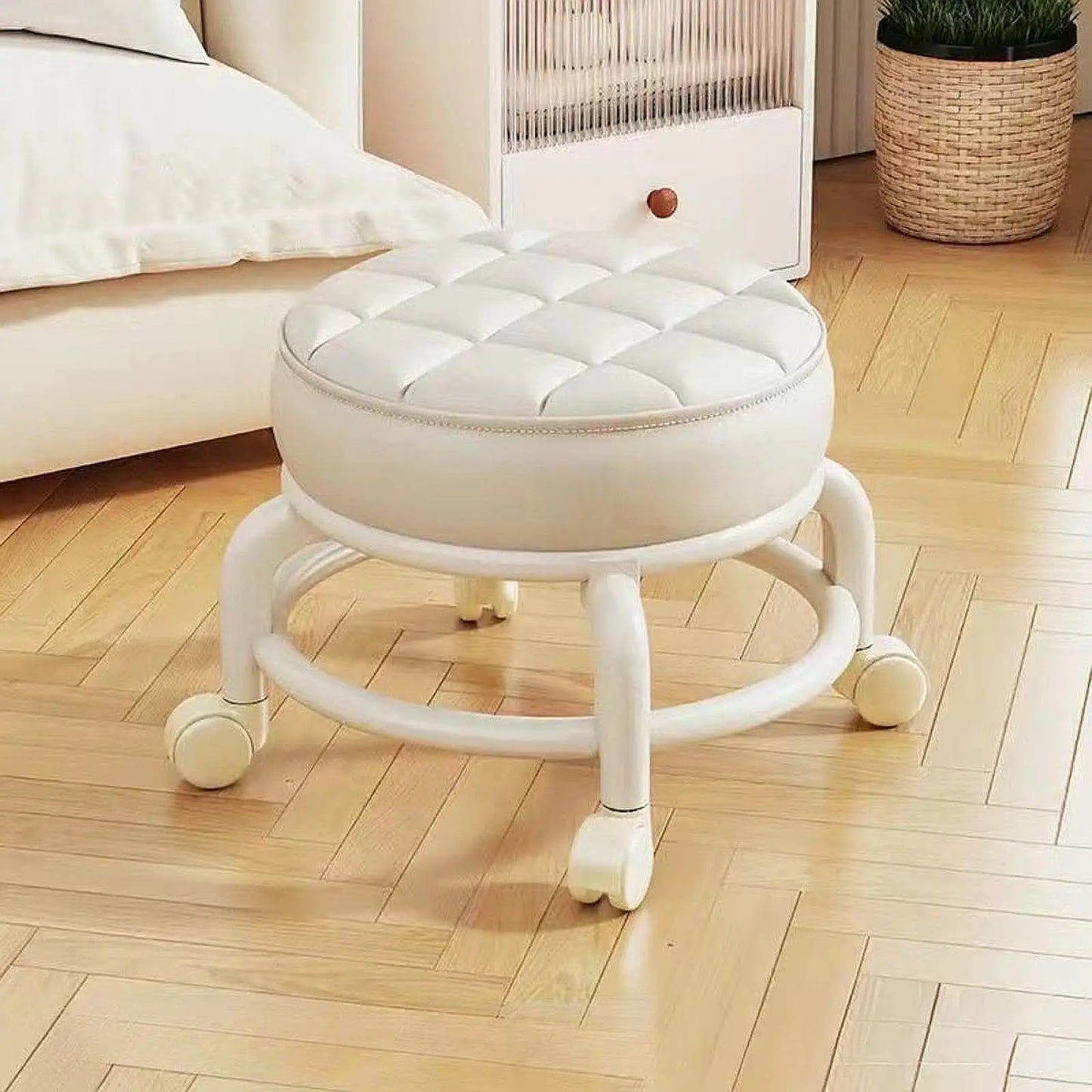 Pulley, Low Stool, Universal Wheel, Small Stool, Seat with Wheels, CHILDREN'S Multi-functional Shoe Changing Stool, round Stool