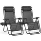 JHK Zero Gravity Set of 2 Portable Recliner Camping Patio Outdoor Garden Lounge Chair with Cup Holder Trays Adjustable Pillow