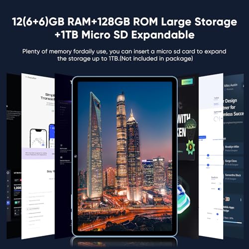 Android 15 Tablet,11 Inch Tablets with Octa Core Processor, 12GB RAM + 128GB ROM 1TB Expand, Widevine L1, 8000mAh Battery, 2.4/5Ghz Dual Band WiFi/GPS/FM Radio,5/8MP Cameras, Case Included - Blue