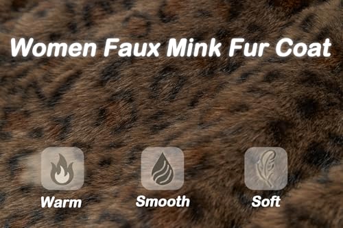 GRAN ORIENTE Luxury Winter Thickened Leopard Print Long Coats For Women,Faux Mink Fur Fluffy Trench Cardigan Jacket Overcoat