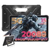 HOTWAV R9 Ultra 5G Rugged Tablet, 24GB + 512GB/TF 2TB Android 15 Tablet with Pen, 11 Inch 2K FHD+ Waterproof Tablets, 20080mAh, 64MP+20MP, Octa-Core, Dual SIM/Gemin AI /IP68&IP69K/Face ID/OTG/WLAN 5