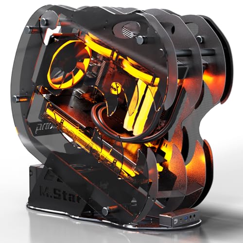 MegaPC Upgraded PC Case Heavy Duty Open-Frame Mid-Tower Micro-ATX/Mini-ITX Gaming, Tempered Glass Side Panel, Pre-Installed ARGB PWM Fan, with USB3.0, USB-C, 240mm Radiator Support (Upgrade-Black)