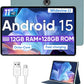 Android 15 Tablet,11 Inch Tablets with Octa Core Processor, 12GB RAM + 128GB ROM 1TB Expand, Widevine L1, 8000mAh Battery, 2.4/5Ghz Dual Band WiFi/GPS/FM Radio,5/8MP Cameras, Case Included - Blue