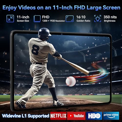 Tablet 2025 World's First Android 16 Tablet with Gemini AI, 11 Inch FHD Display, 24GB RAM 128GB ROM /2TB TF, T7250 CPU+13MP Camera, 8000mAh, Widevine L1, 2 in 1 Tablets with Keyboard Mouse Stylus