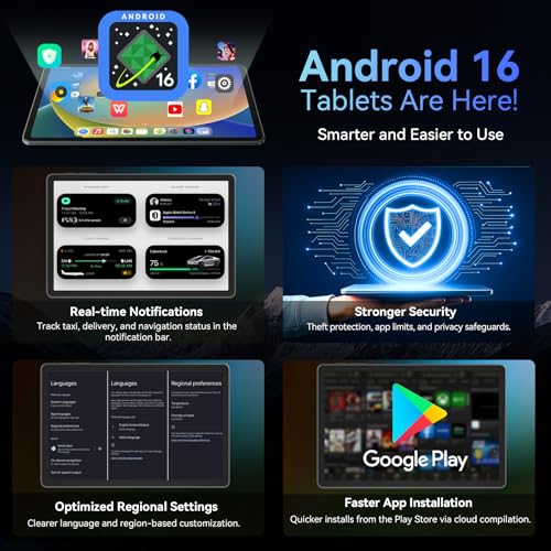 Tablet 2025 World's First Android 16 Tablet with Gemini AI, 11 Inch FHD Display, 24GB RAM 128GB ROM /2TB TF, T7250 CPU+13MP Camera, 8000mAh, Widevine L1, 2 in 1 Tablets with Keyboard Mouse Stylus