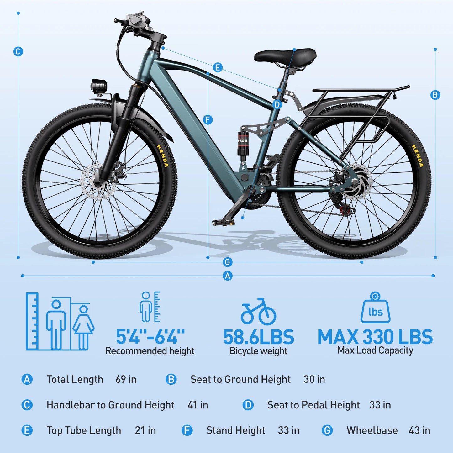 Commuter Electric Mountain Bike Electric Bicycles for Adults with 30-Mile Range, 19 MPH, 500W Brushless Motor, 26" 24" Tires