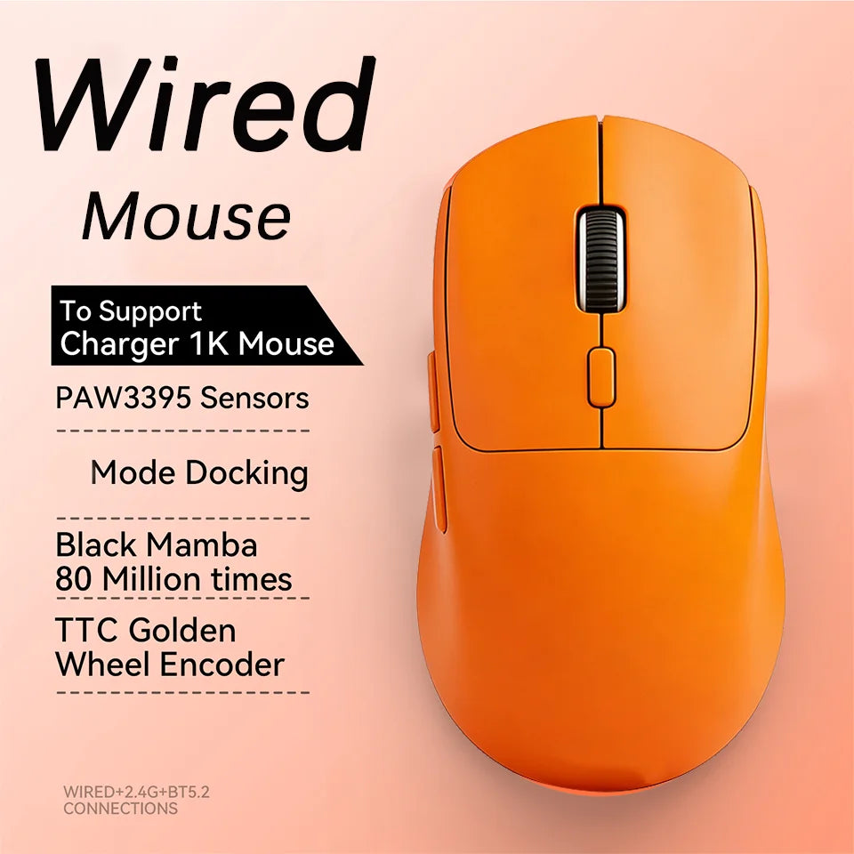 2026 Wireless Gaming Mouse - Tri-Mode (2.4GHz/Wired/Bluetooth) PAW3311 Sensor RGB PC Gam Mouse Connection Magnetic Charging Dock