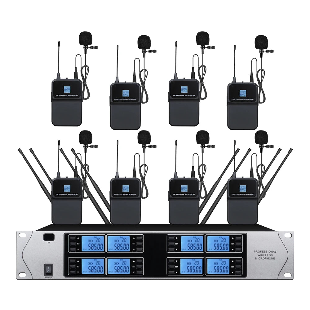 Professional UHF wireless microphone system 8-channel head-worn condenser microphone for churches, weddings, and stage microphon