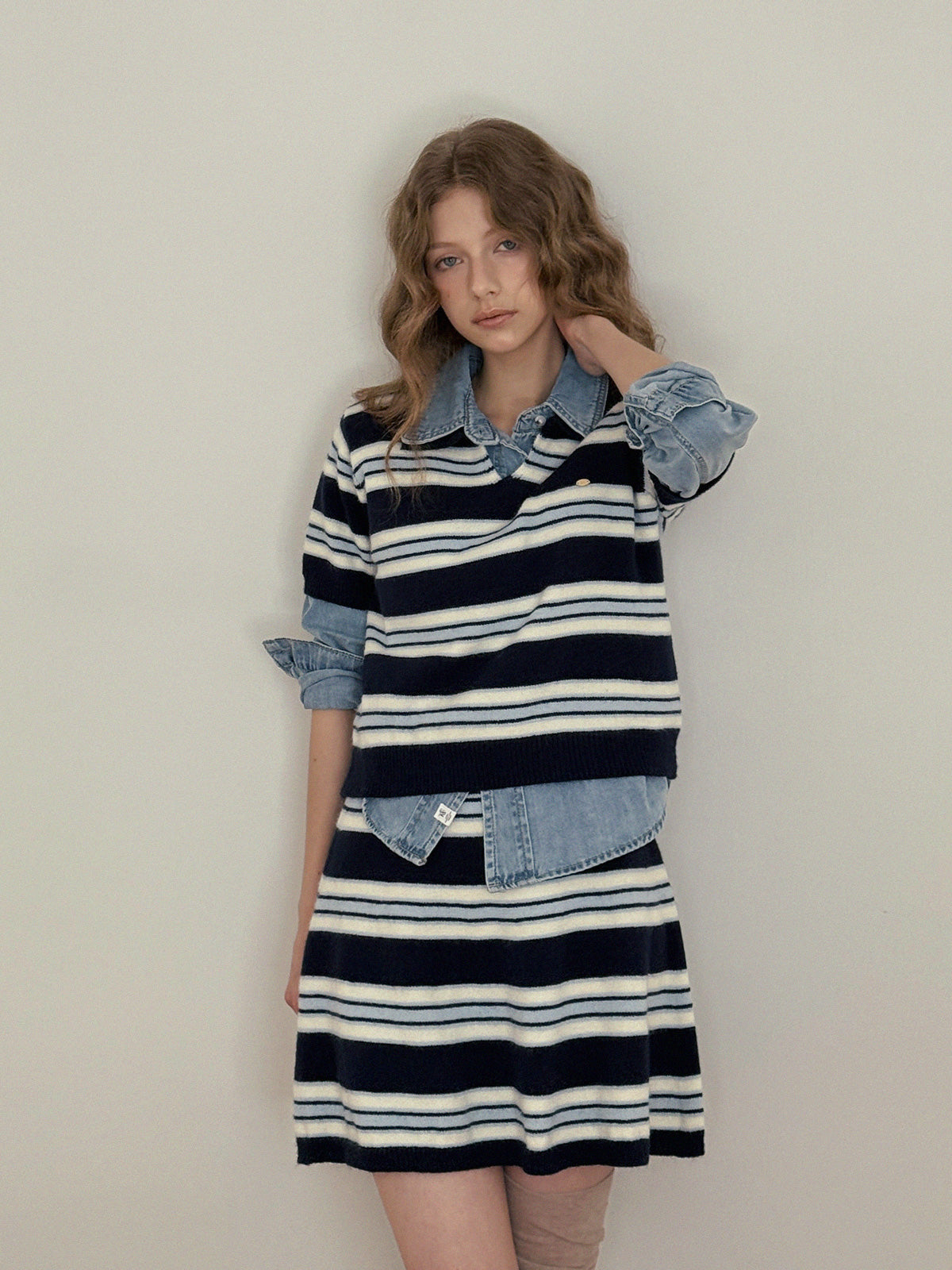 [TWEE] Rillo Stripe Knit Skirt Set
