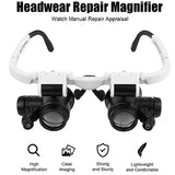 Magnifying Glass with LED Light Head-wearing Glasses Jewelry Loupe Welding Soldering Tools 8X 15X 23X