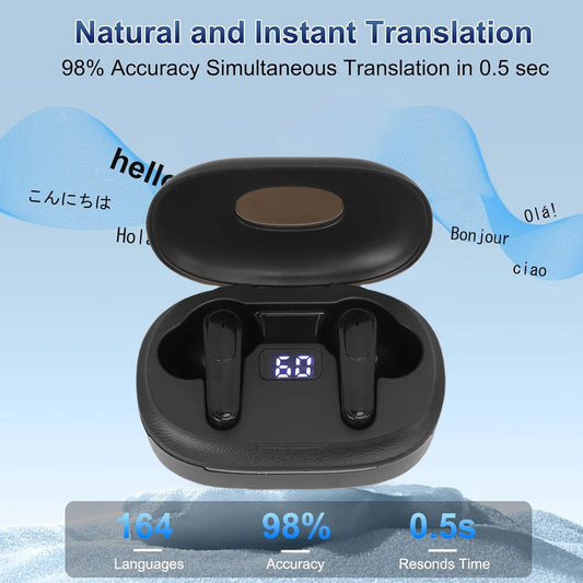 3-in-1 AI Translation Earbuds Real Time 164 Language Translator Earbuds Bluetooth 5.4 Noise Reduction for IOS Android Travel