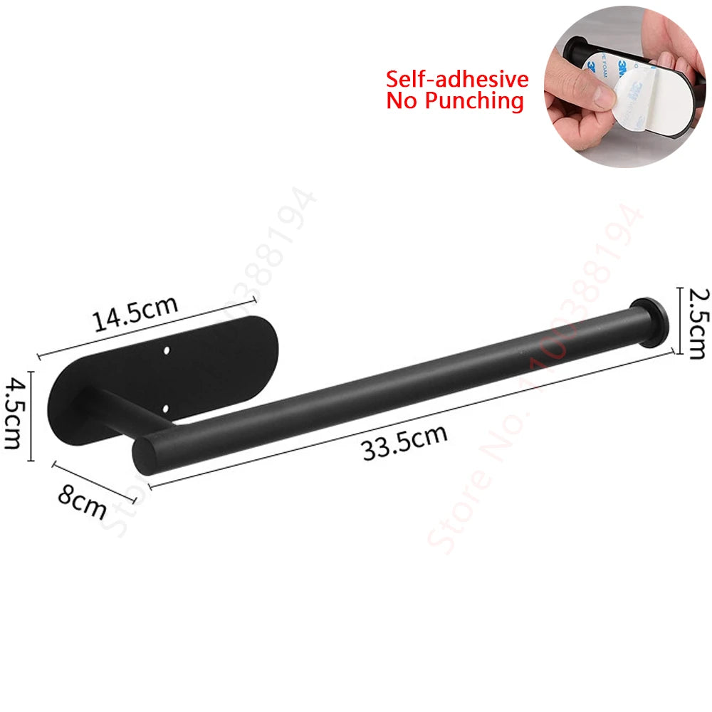 Self-Adhesive Toilet Paper Holder Bathroom Stainless Towel Holder Toilet Punch-free Roll Paper Holder Kitchen Hook Storage Holde