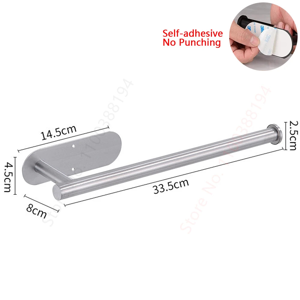 Self-Adhesive Toilet Paper Holder Bathroom Stainless Towel Holder Toilet Punch-free Roll Paper Holder Kitchen Hook Storage Holde