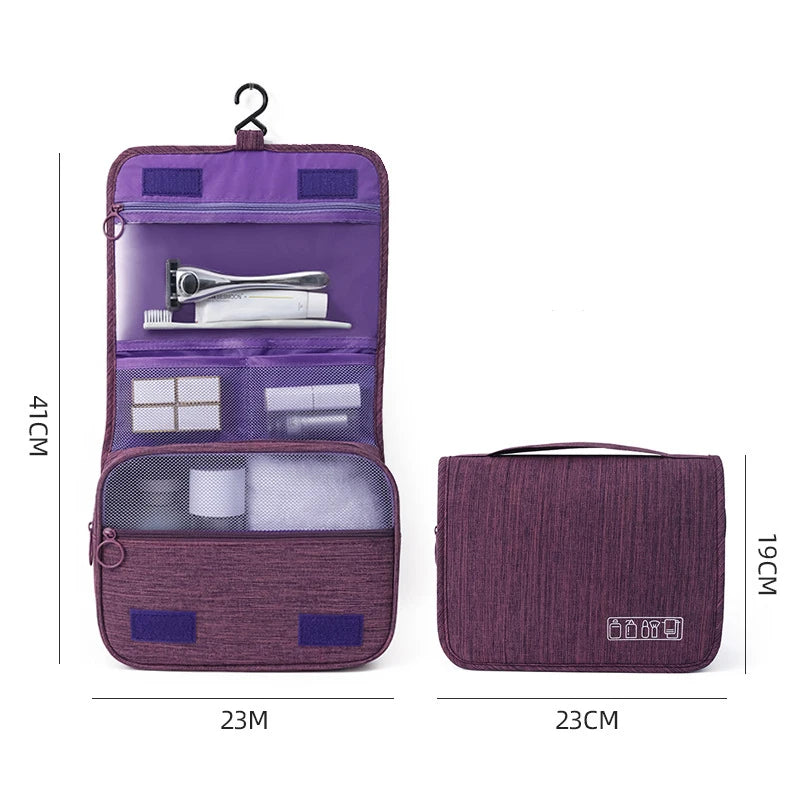 Foldable Toiletry Bag Organizer Hanging Storage Bag Bathroom Makeup Bag Case Travel Dry And Wet Separation Cosmetic Wash Bag