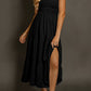 Shirred Pleated Square Neck Sleeveless Midi Dress