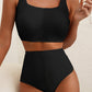 Colorblock Corded Square Neck Bikini Swimsuit