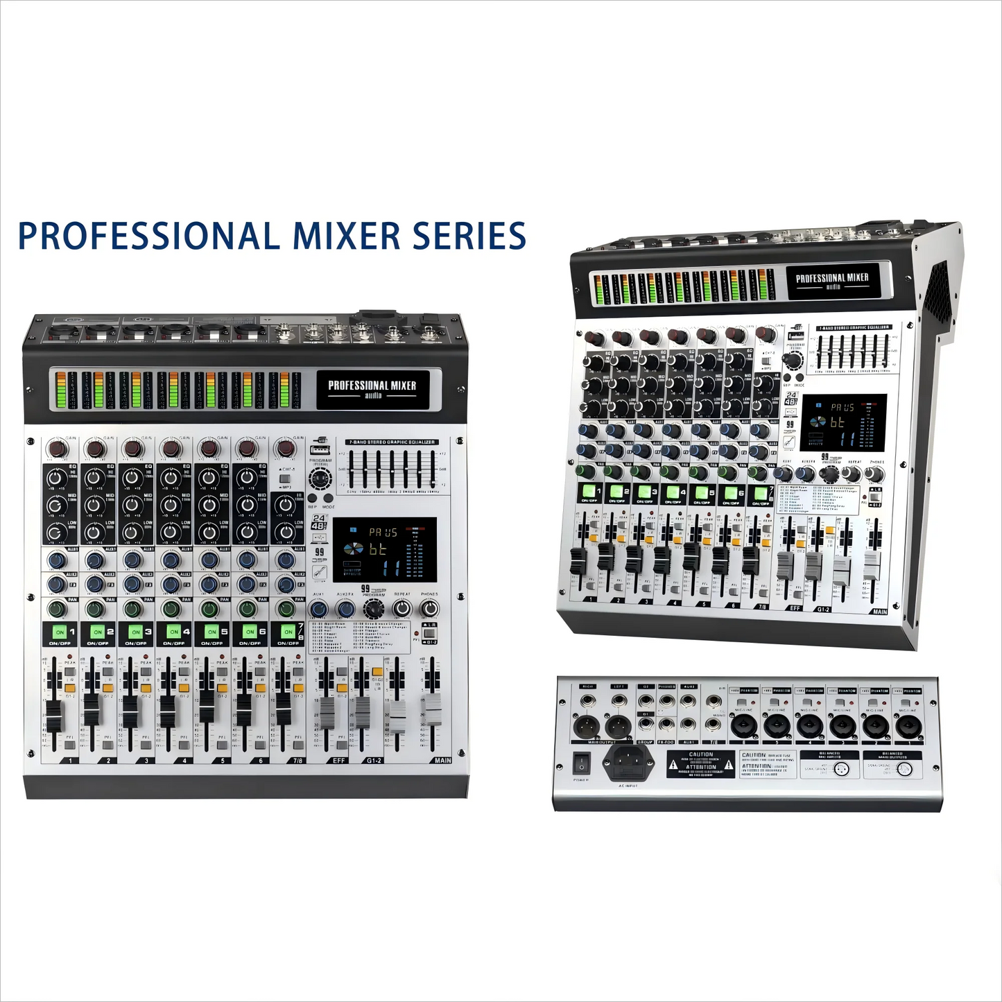 Brand New 8 Channel Interface Audio 99 Effects Digital Professional Audio Mixer with 2 Marshals with USB +48V Phantom Power