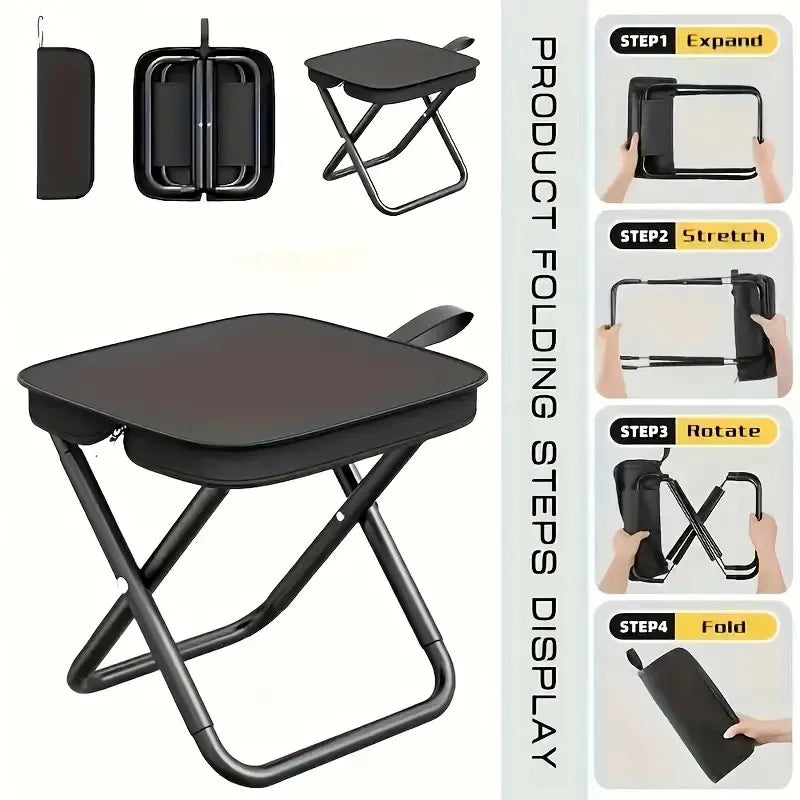1pc Folding Travel Stool - Compact & Sturdy Seat, Great for Camping, Fishing & Outdoor Use, Easy Setup, Zipper Stool for Outdoor