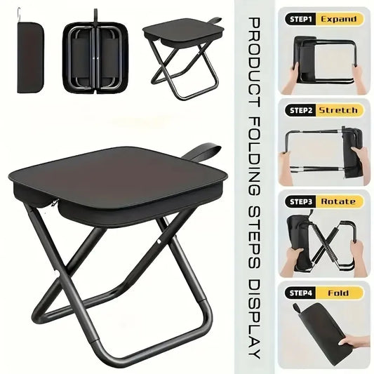 1pc Folding Travel Stool - Compact & Sturdy Seat, Great for Camping, Fishing & Outdoor Use, Easy Setup, Zipper Stool for Outdoor