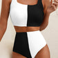 Colorblock Corded Square Neck Bikini Swimsuit