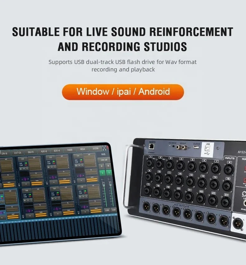 Professional 24-Channel Digital Rack Mixer Audio Mixer DSP Mixer with WIFI Recording Console