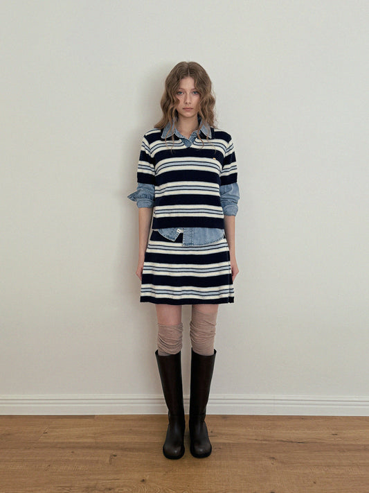 [TWEE] Rillo Stripe Knit Skirt Set